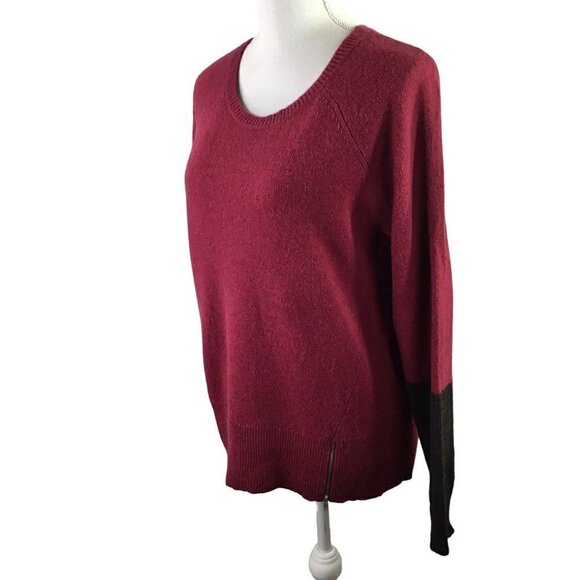 Eileen Fisher Yak Merino Italian Wool Blend Sweater Colorblock Zippers Size L - Picture 4 of 8